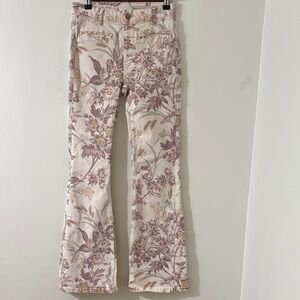 Pilcro and the Letterpress Cream-Pink Floral High Rise Bootcut Flare size 25